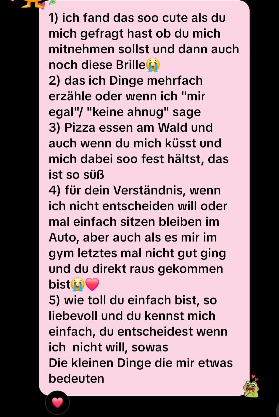 eine süße nachricht über die kleinen dinge zwischen uns