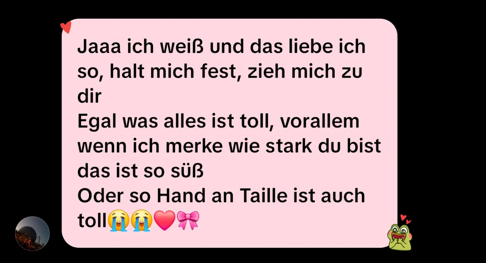 eine süße nachricht über festhalten und nähe